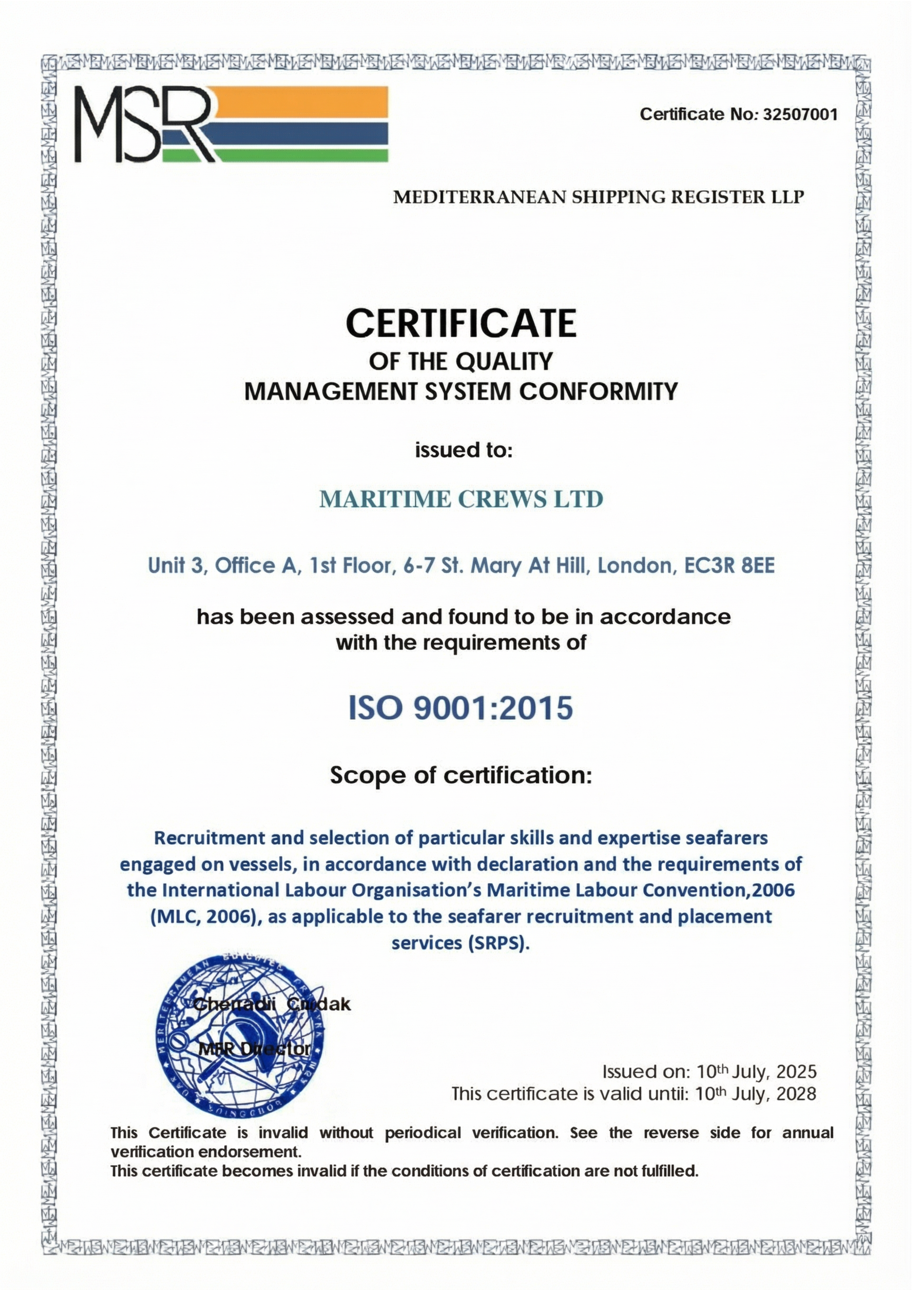 ISO 9001:2015 Certificate